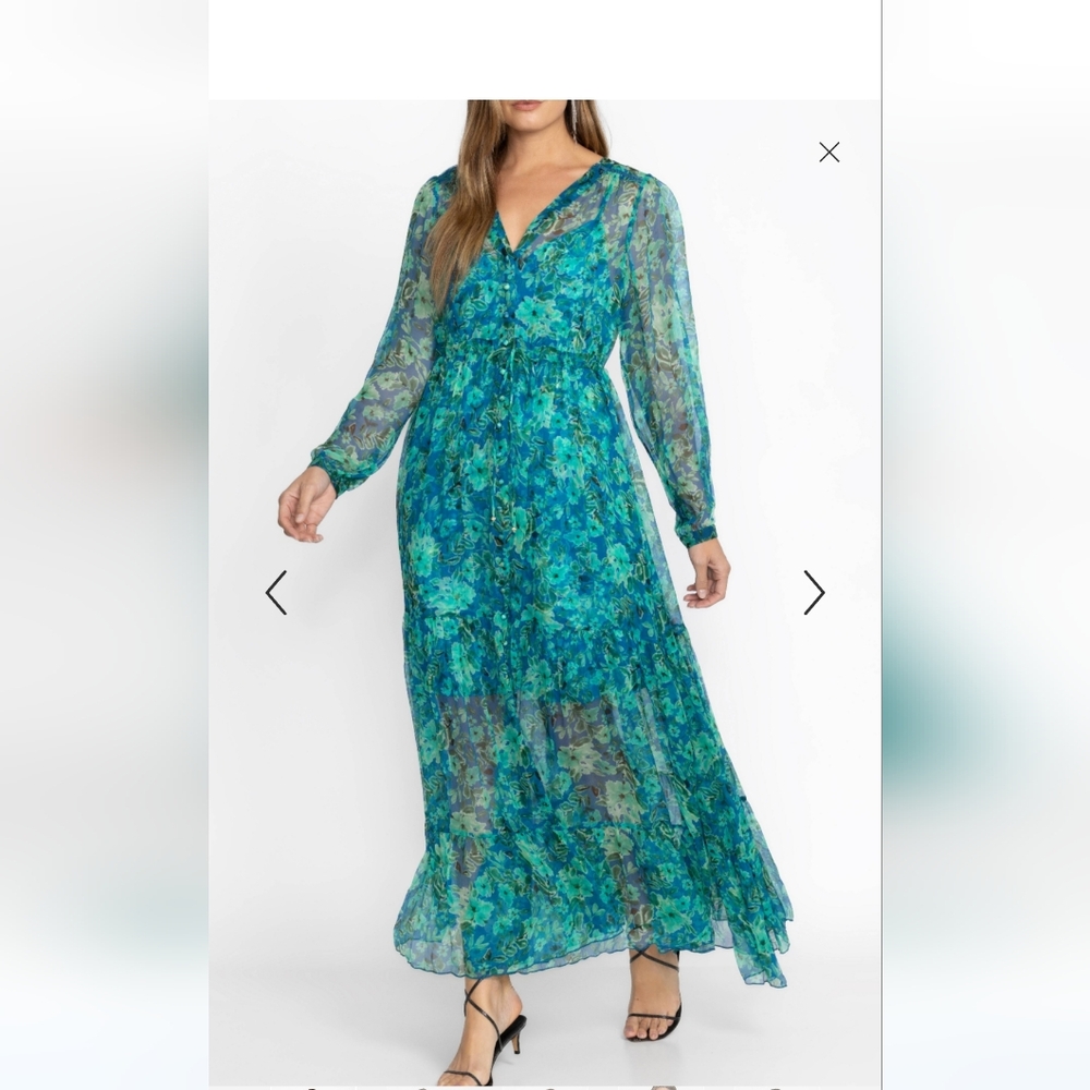 Johnny Was Raquel SILK Maxi Dress - with matching slip - new with tags